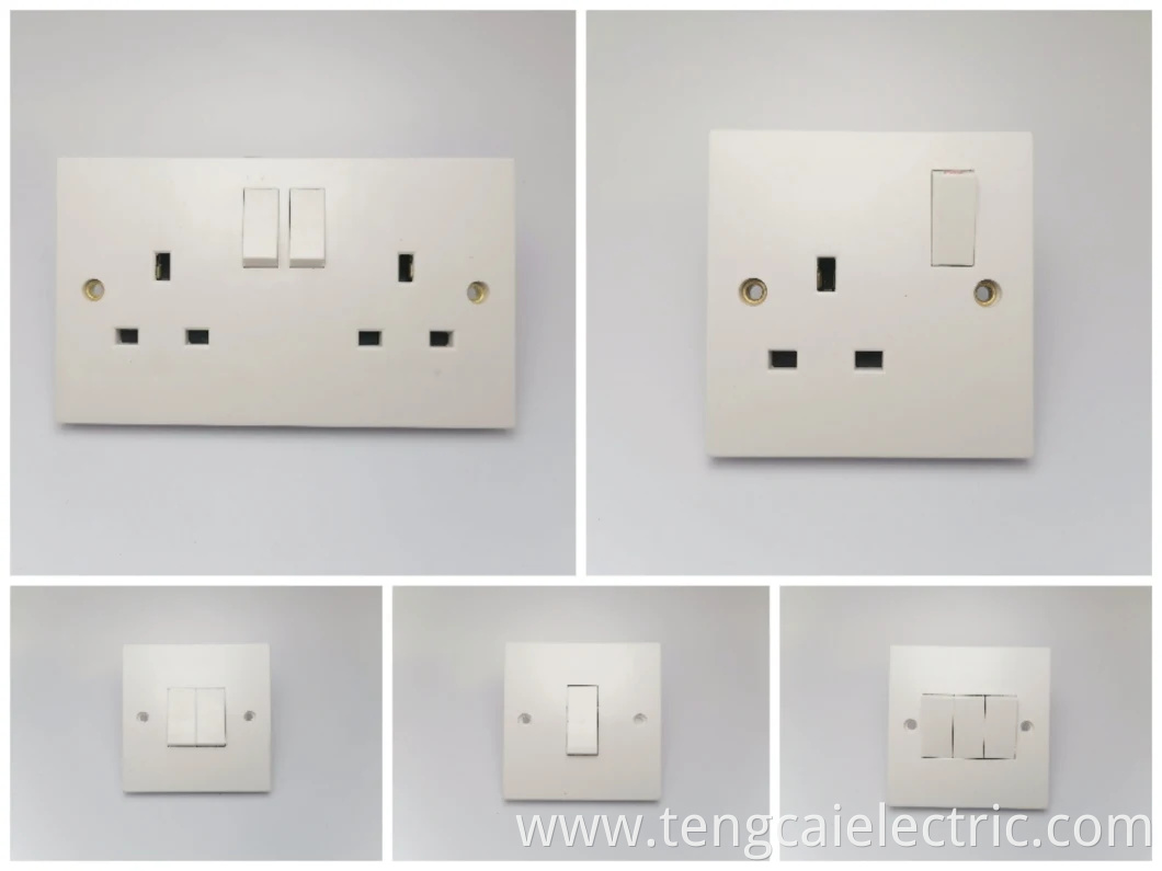 2 Gang 13A Electrical Wall Light Switch Socket UK